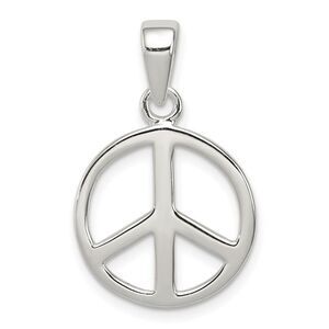 Sterling Silver 16mm Polished Peace Symbol Pendant